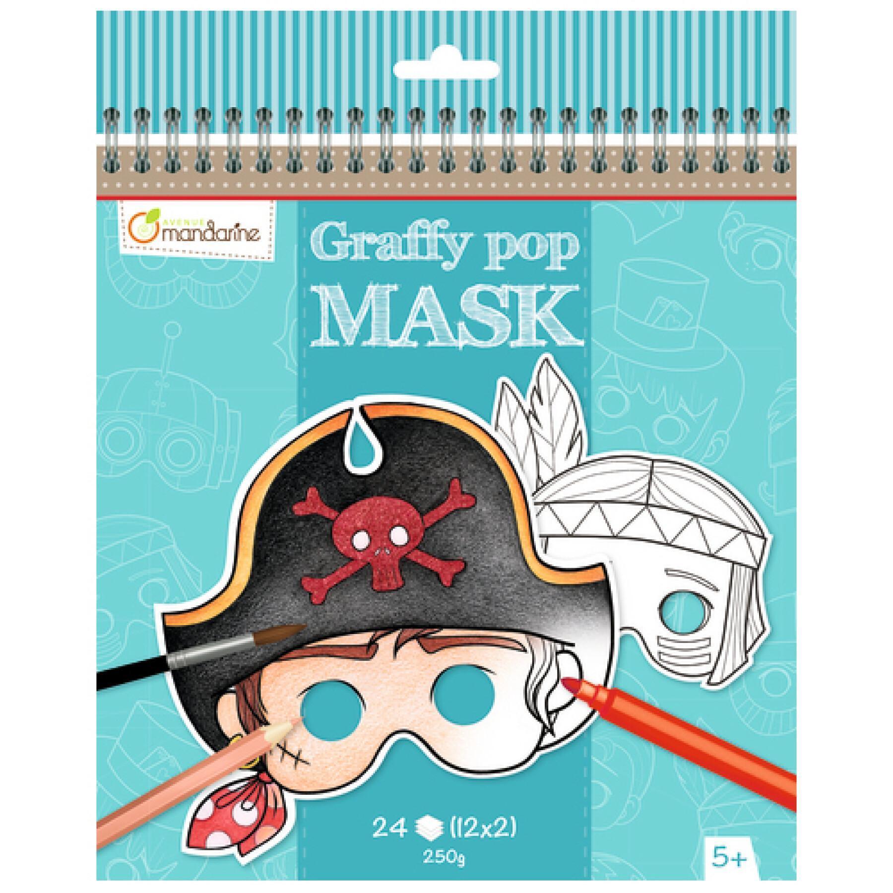 24 målar- och klippark för pojkmasker Avenue Mandarine Graffy Pop Mask