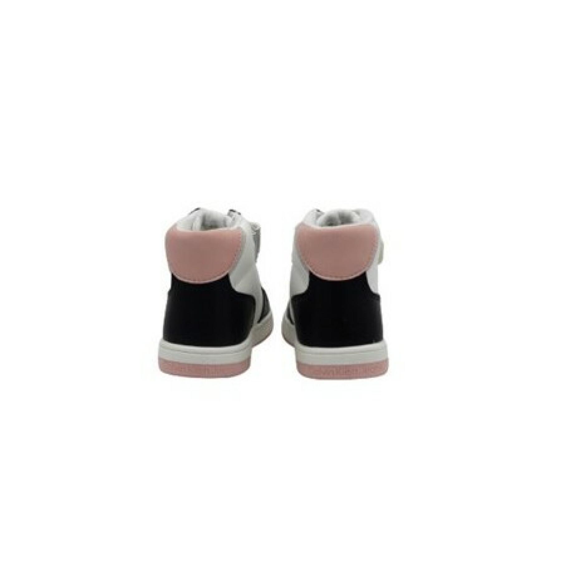 Högklackade sneakers med snörning och kardborreband för barn Calvin Klein black/white/pink