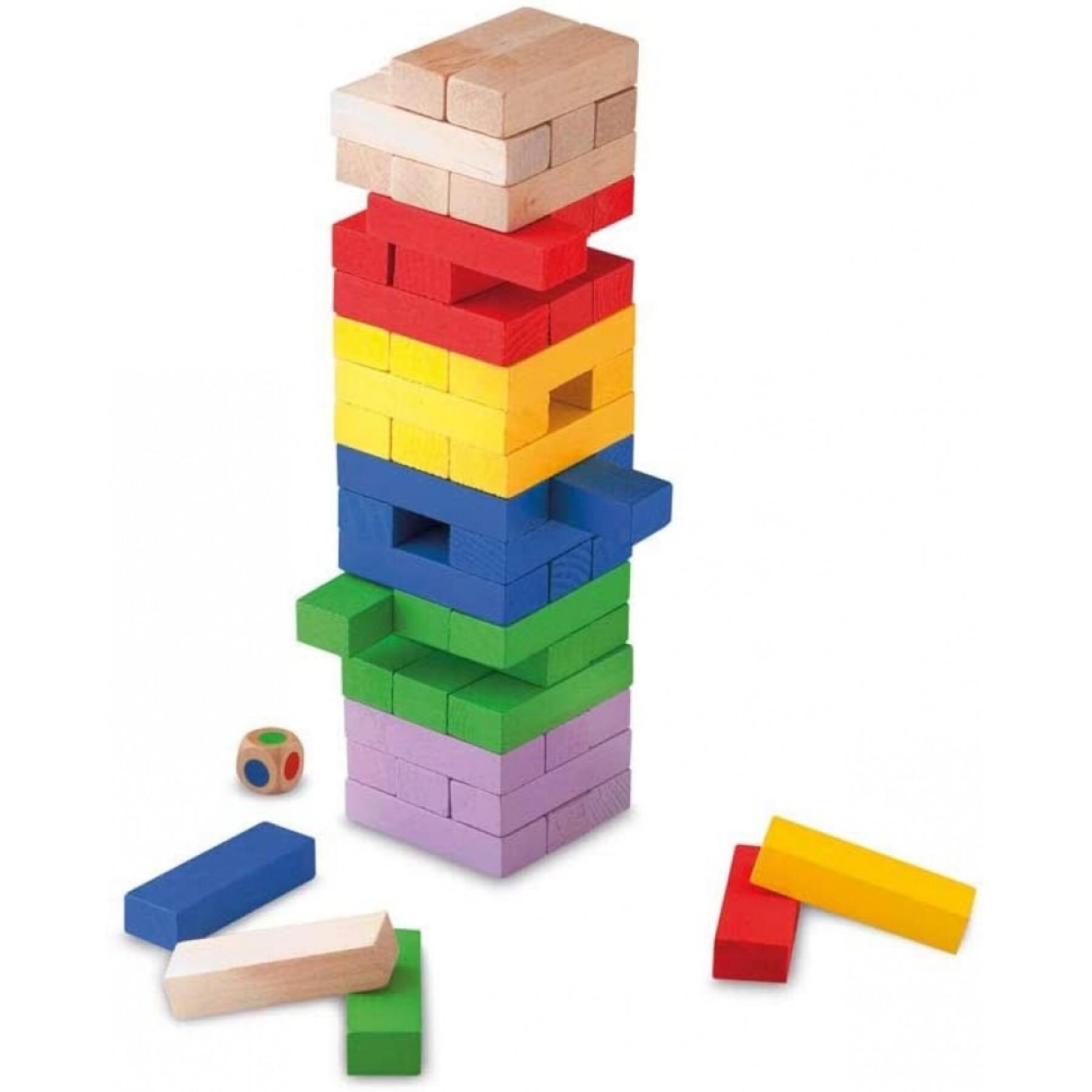 Spel med skicklighet - färgglada torn i trä Cayro Block&block
