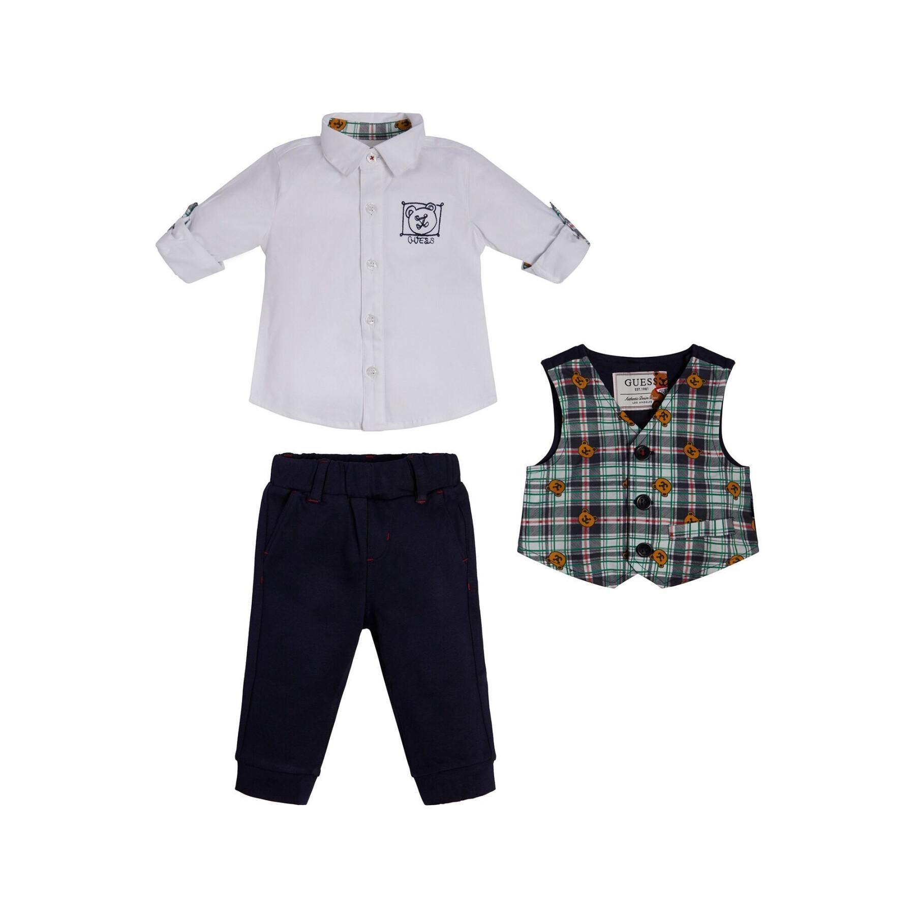 Set med väst + skjorta + byxor för babypojke Guess