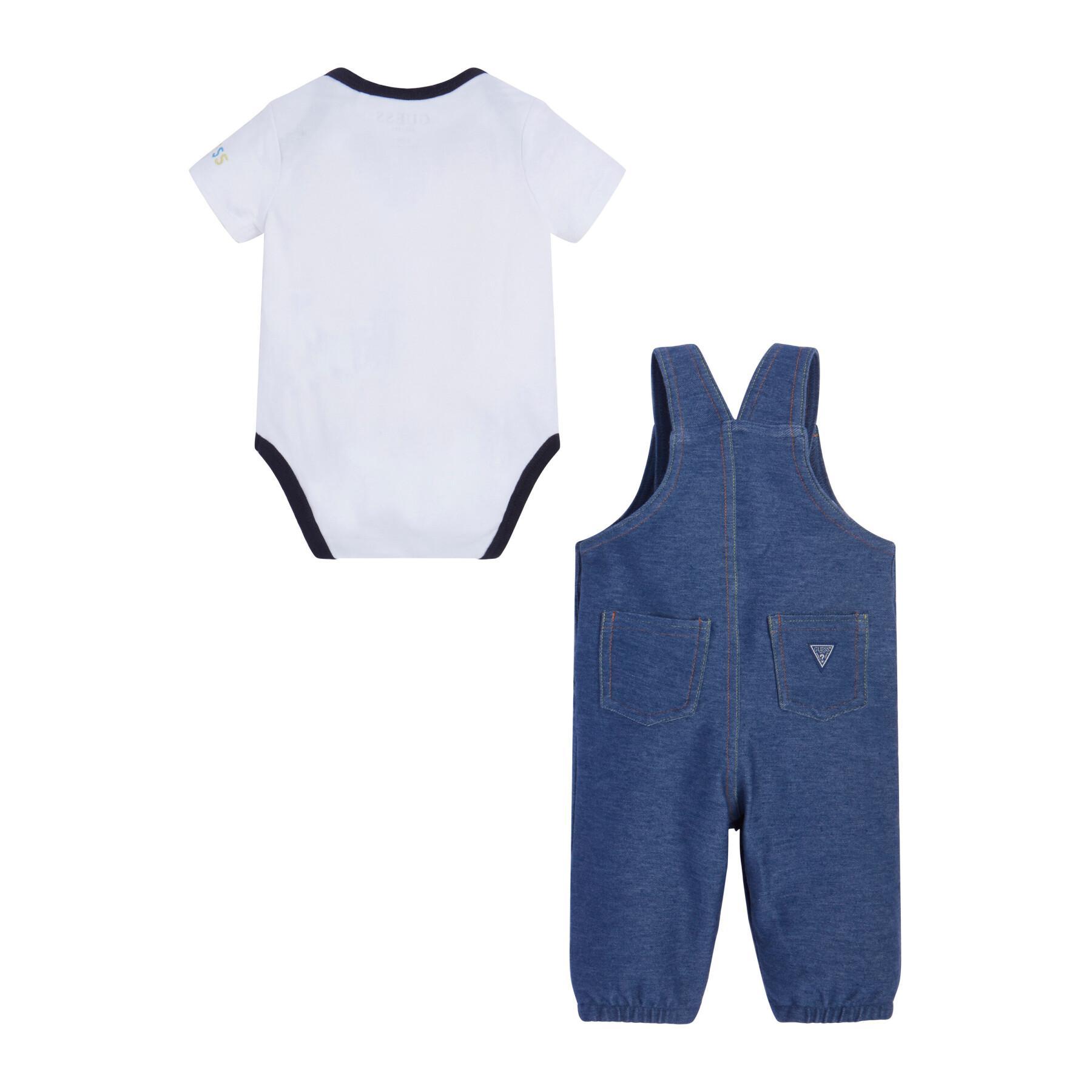 Set med bodysuit och overall i trikå för babypojke Guess