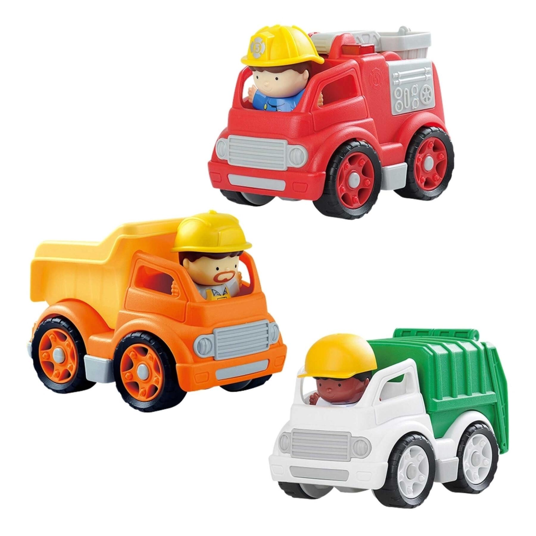 Uppsättning med 3 lastbilar med figurer PlayGo