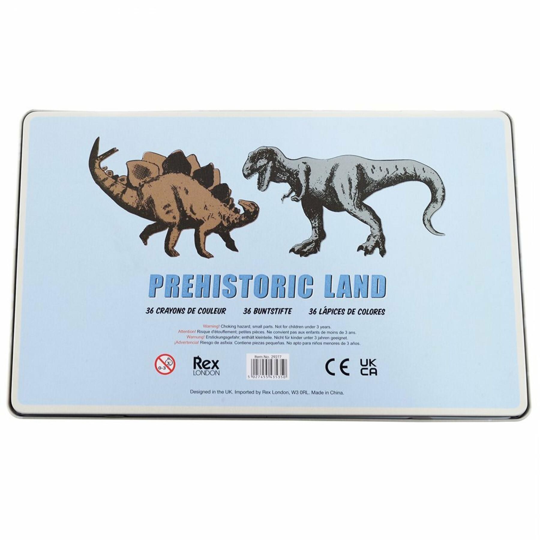 Låda med 36 färgpennor Rex London Prehistoric Land