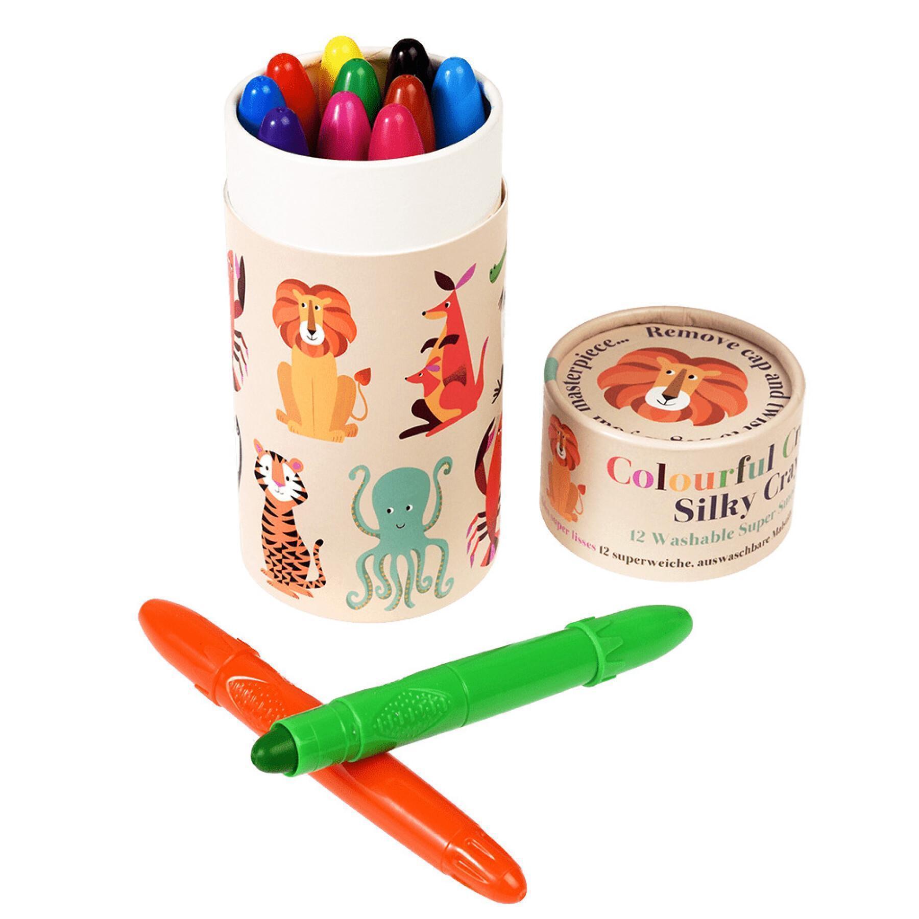 Förpackning med 12 silkeslena pennor Rex London Colourful Creatures