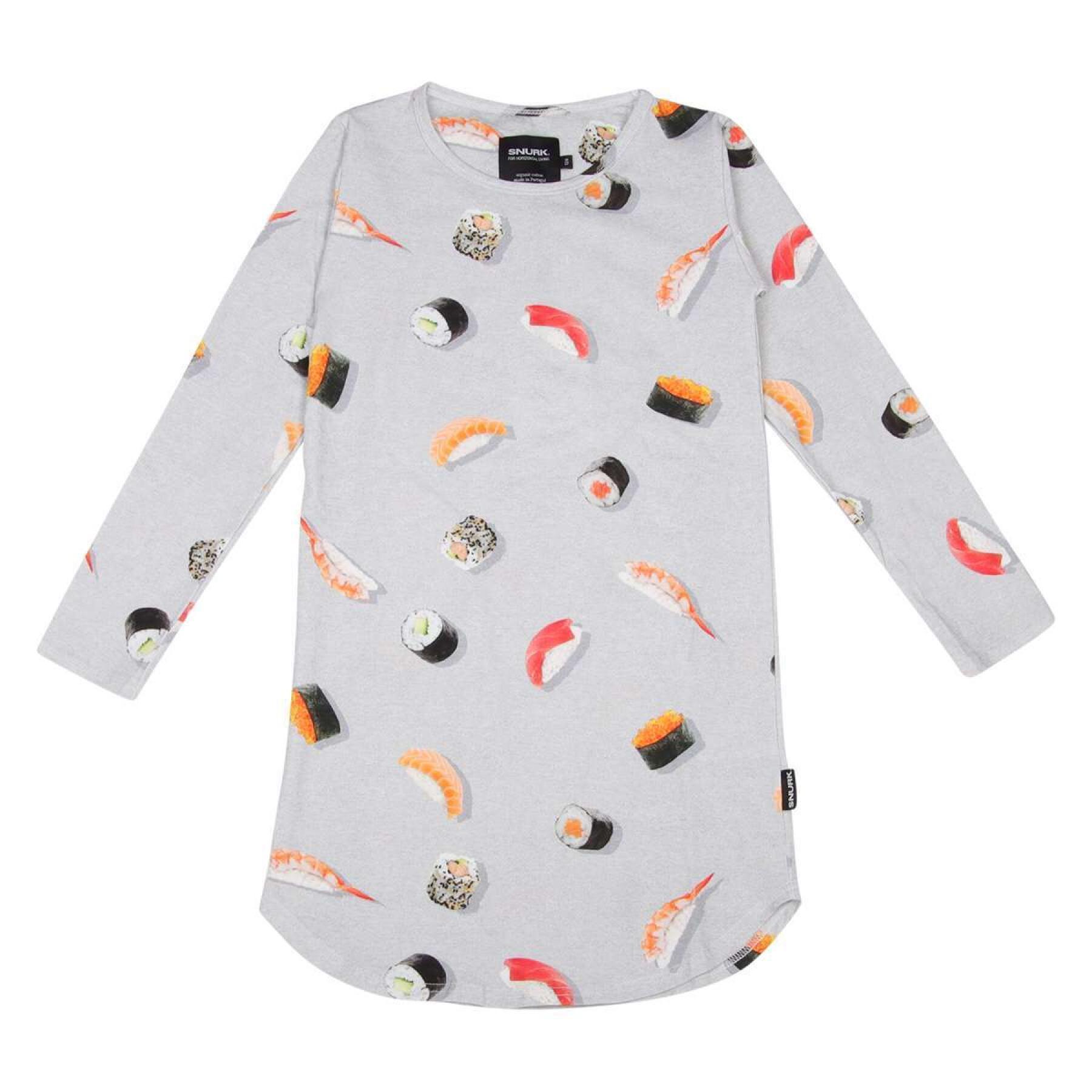 Långärmad klänning för babyflickor Snurk Sushi Sunday Gots