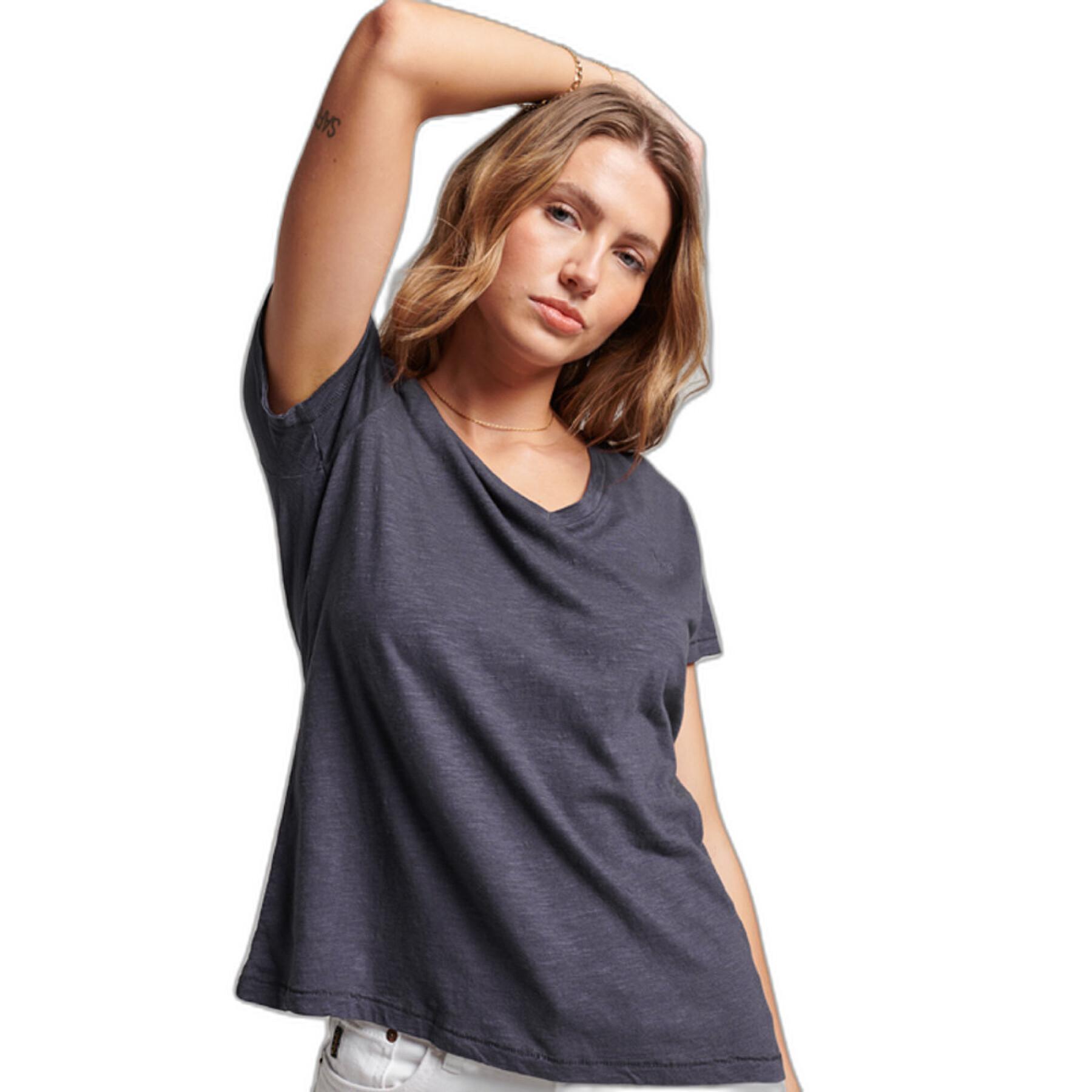 T-shirt med broderad och flammad v-ringning för flickor Superdry