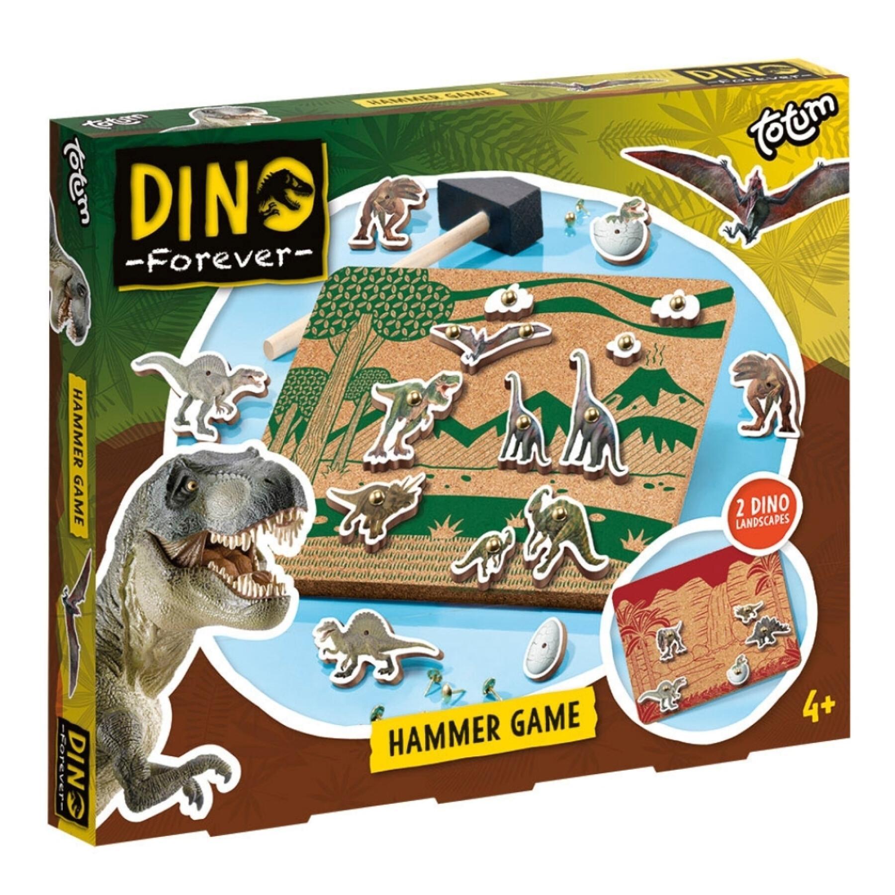 Snickarlärlingsset med dinosauriefigurer + korkplatta med tryck på båda sidor Totum Dino Forever