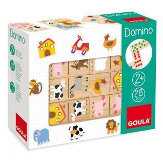 Domino-brädspel i trä för bondgårdar Goula