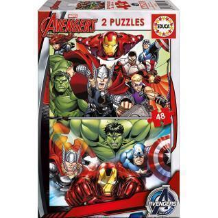 Set med 2 pussel med 48 bitar Marvel Avengers