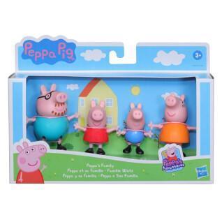 Uppsättning med 4 figurer av Peppa och familjen Peppa Pig