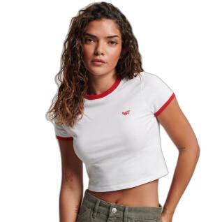 Kort T-shirt med kontrasterande kanter i ekologisk bomull för flickor Superdry