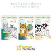 Häfte med 24 ark för att färglägga bondgårdsdjur Avenue Mandarine Graffy Maman-Baby